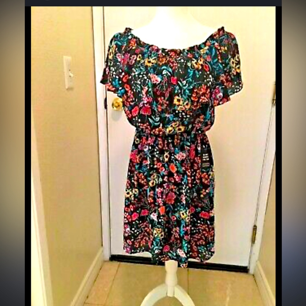 Express Black Floral Mini Dress